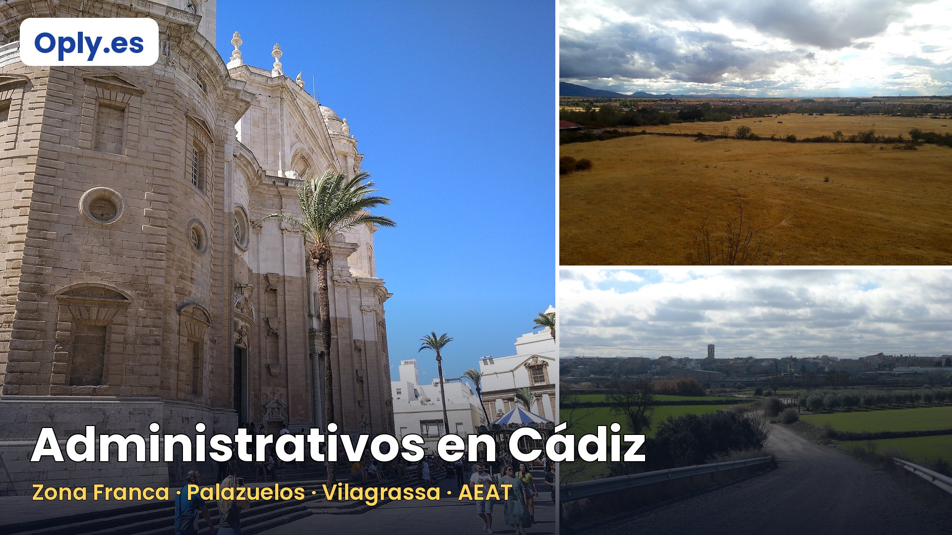 2 plazas de Administrativo en la Zona Franca de Cádiz, 3 auxiliares en Palazuelos de Eresma y 20 plazas laborales en la Agencia Tributaria