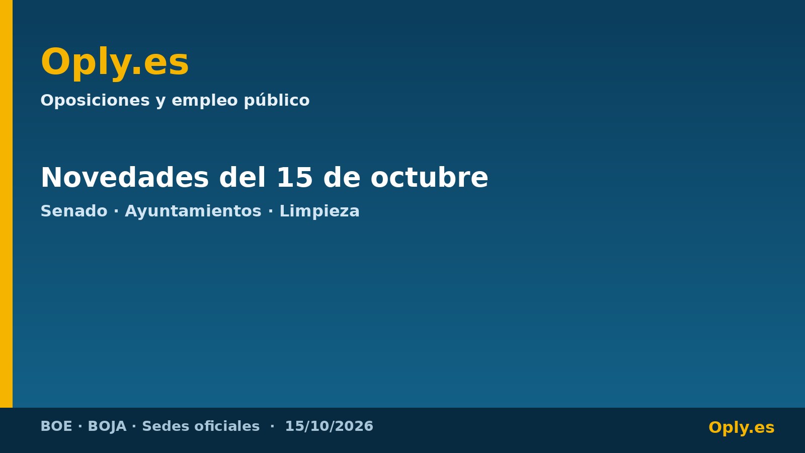 Senado, administrativos municipales y limpieza: novedades del BOE del 15 de octubre de 2026